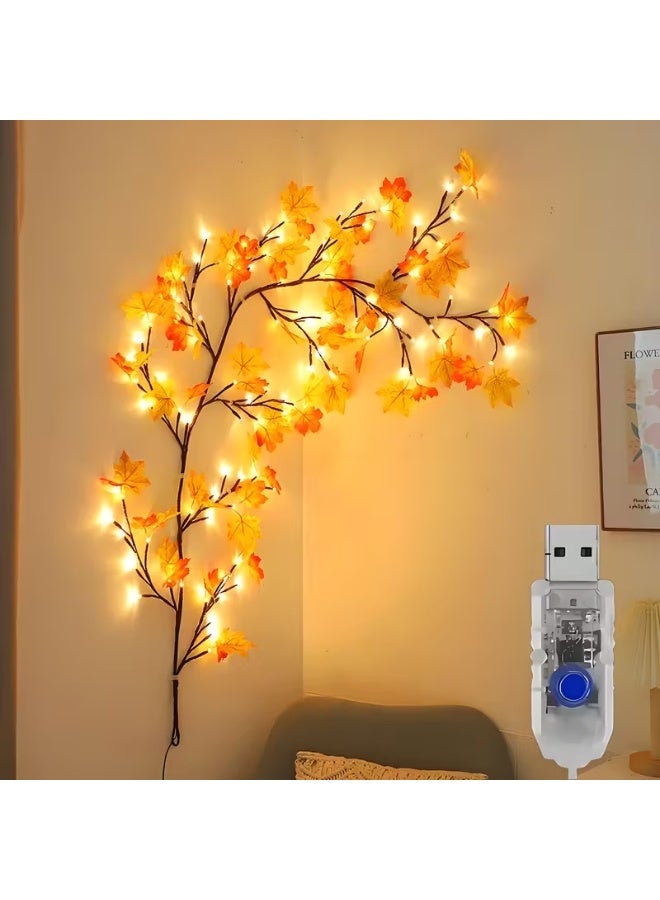 Bincoo Red Maple Leaf Wall Sconce, 96 LED Starlight Atmosphere Lamp, USB Charging, Remote Control Version, Freely Bendable Decorative Lighting For Bedroom, Living Room, Hallway - Image 4